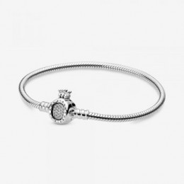 Pandora Jewelry Moments Crown O Clasp Snake Chain Bracelet 598286CZ