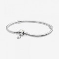 Pandora Jewelry Moments Daisy Flower Clasp Snake Chain Bracelet 598776C01