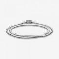 Pandora Jewelry Moments Double Wrap Barrel Clasp Snake Chain Bracelet/Necklace 599544C01-D