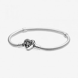 Pandora Jewelry Moments Family Tree Heart Clasp Snake Chain Bracelet 598827C01