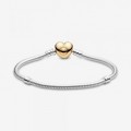 Pandora Jewelry Moments Heart Clasp Snake Chain Bracelet Two-tone 568707C00