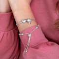 Pandora Jewelry Moments Pave Heart Clasp Snake Chain Slider Bracelet 598699C01