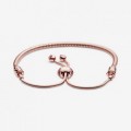 Pandora Jewelry Moments Pink Peach Blossom Flower Snake Chain Slider Bracelet 588093NCCMX