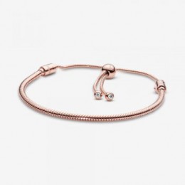 Pandora Jewelry Moments Snake Chain Slider Bracelet Rose gold plated 587125CZ