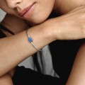 Pandora Jewelry Moments Sparkling Blue Disc Clasp Snake Chain Bracelet 599288C01