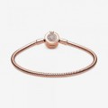 Pandora Jewelry Moments Sparkling Crown O Snake Chain Bracelet Rose gold plated 589046C01