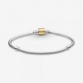 Pandora Jewelry Moments Two-tone Barrel Clasp Snake Chain Bracelet Two-tone 599347C00