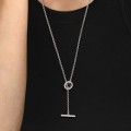 Pandora Jewelry Pave Circle Logo T-bar Heart Necklace 399050C01