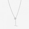 Pandora Jewelry Pave Circle Logo T-bar Heart Necklace 399050C01