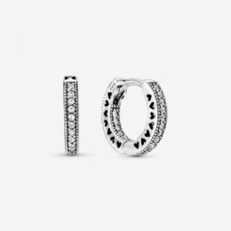 Pandora Jewelry Pave Heart Hoop Earrings Sterling silver 296317CZ