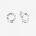 Pandora Jewelry Pave & Logo Circle Reversible Stud Earrings 299486C01