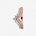 Pandora Jewelry Princess Wishbone Ring Rose gold plated 187736CZ