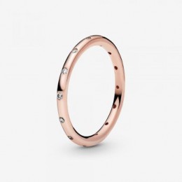 Pandora Jewelry Simple Sparkling Band Ring Rose gold plated 180945CZ