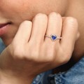 Pandora Jewelry Sparkling Blue Elevated Heart Ring 188421C01