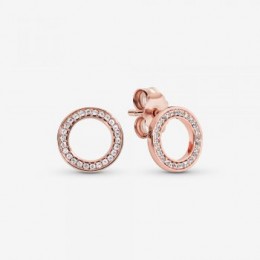 Pandora Jewelry Sparkling Circle Stud Earrings Rose gold plated 280585CZ