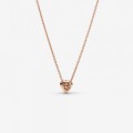 Pandora Jewelry Sparkling Heart Collier Necklace Rose gold plated 388425C01