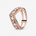 Pandora Jewelry Sparkling Marquise Double Wishbone Ring Rose gold plated 189095C01