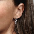 Pandora Jewelry Sparkling Pave Bars Hoop Earrings 290043C01