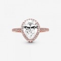 Pandora Jewelry Sparkling Teardrop Halo Ring Rose gold plated 186251CZ