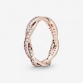 Pandora Jewelry Sparkling Twisted Lines Ring Rose gold plated 180892CZ