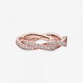 Pandora Jewelry Sparkling Twisted Lines Ring Rose gold plated 180892CZ