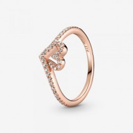 Pandora Jewelry Sparkling Wishbone Heart Ring Rose gold plated 189302C01