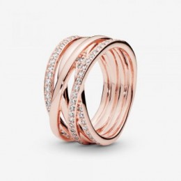 Pandora Jewelry Sparkling & Polished Lines Ring Rose gold plated 180919CZ