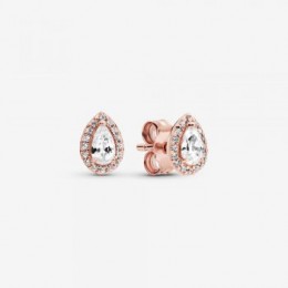 Pandora Jewelry Teardrop Halo Stud Earrings Rose gold plated 286252CZ