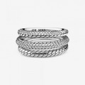 Pandora Jewelry Triple Band Pave Snake Chain Pattern Ring 199083C01